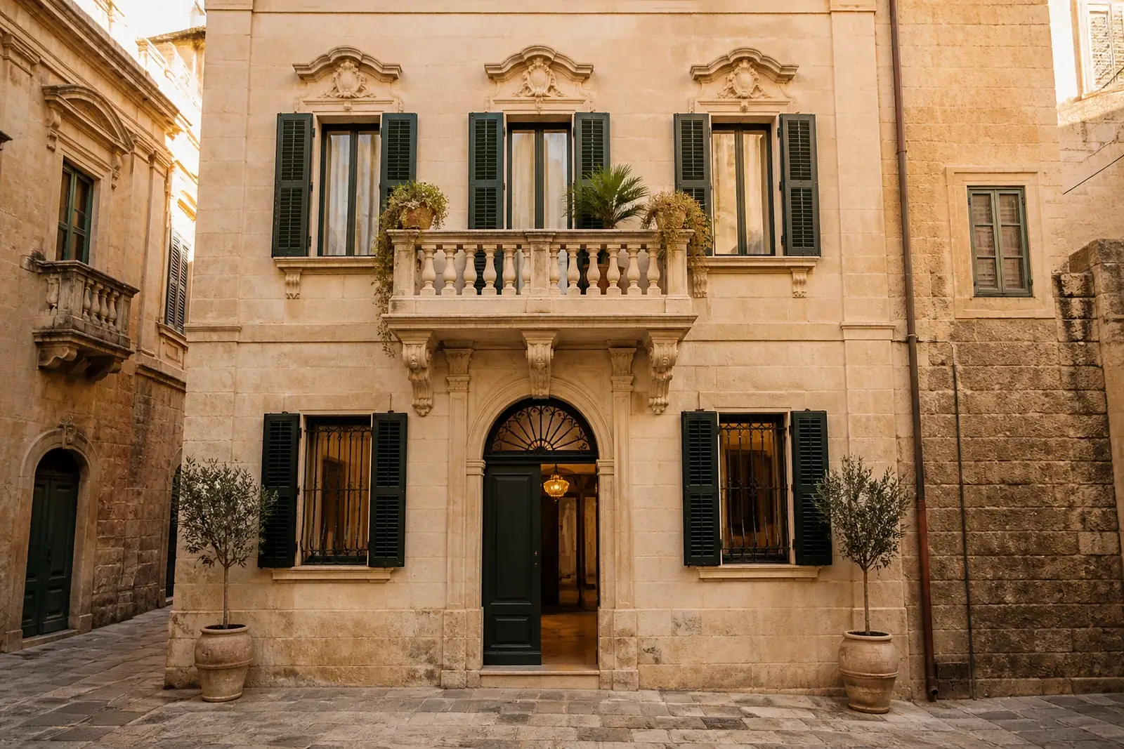 Facade of a restored townhouse hotel on a stone street in Girona's Barri Vell